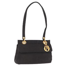 Christian Dior Canage Shoulder Bag Canvas Black Gold Altro
