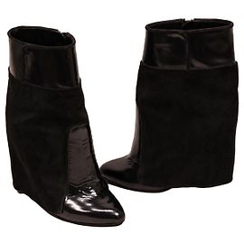 Bottines à talons compensés Givenchy en cuir et daim noir Noir