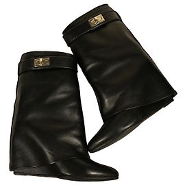 Givenchy Shark Lock Bottines Cuir Noir Noir