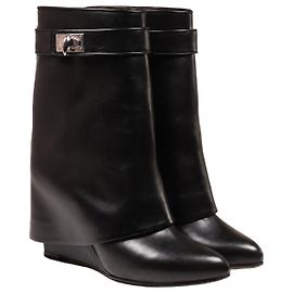 Givenchy Shark Lock Leder Stiefeletten Schwarz