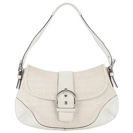 Coach Signature Soho 6808 Leather Shoulder Bag Beige Eggshell
