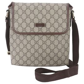 Gucci GG Supreme Leather Shoulder Bag Brown