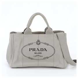 Sac cabas 2-Way Prada Triangle Logo Canapa Marron