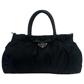 Bolso Prada con placa de logotipo Triangle Negro