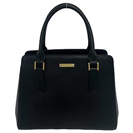Bolso de mano de cuero Burberry Logo Hardware Nova Check Pattern Negro