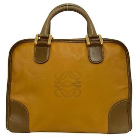Loewe Anagram Logo Engraved Leather Mini Boston Bag Brown