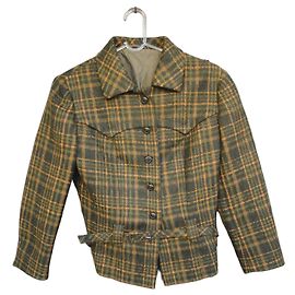 Autre Marque Hellmich Green and Orange Checked Wool Jacket Green Orange