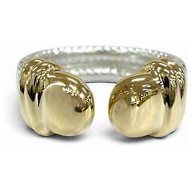 Hermès Anillo banda Hermes en oro 18K y plata Plata Dorado
