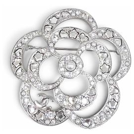 Chanel A25P AB9720 Silberne Camellia Brosche Silber