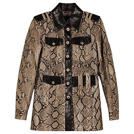 Dolce & Gabbana Python- und Alligatorlederjacke Schwarz Python drucken