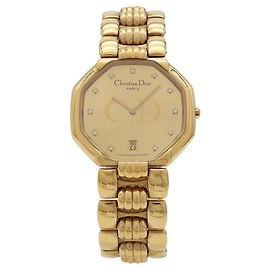 Christian Dior Octagon Gold Dial Men's GP Quartz Watch Other