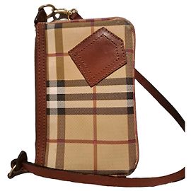 Burberry Nova Check Leder-Tasche Braun Beige