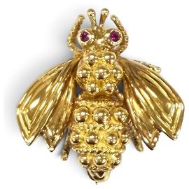 Autre Marque Broche Abeja Tiffany Vintage 750 Rubí Roja Dorado