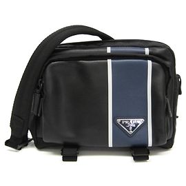 Prada Triangle Logo Small Crossbody Bag Black Blue