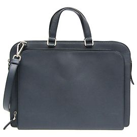 Prada Saffiano VR0078 Men's Leather Briefcase Navy blue