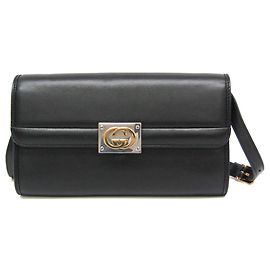 Clutch e borsa a tracolla in pelle Interlocking Gucci Nero