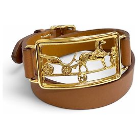 Hermès Hermes Calèche Double Tour Charm Bracelet Brown