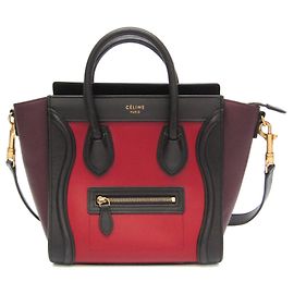 Céline Celine Luggage Nano Shopper Handtasche Rot Bordeaux