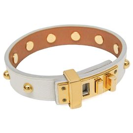 Hermès Bracelet Wrap Hermes Mini Dog Clous Carres Doré Gris