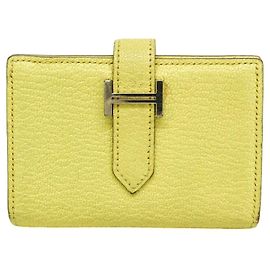 Hermès Hermes Bearn Mini Wallet in Lemon Yellow Golden