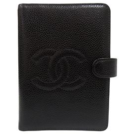 Chanel Caviar Skin Black Agenda Notebook Cover Black