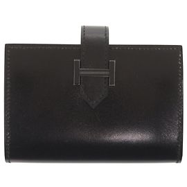 Hermès Hermes Bearn Mini Veau Tadelakt Black Card Case Black