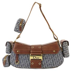Borsa Christian Dior Trotter Street Chic Marrone Blu navy