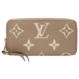 Louis Vuitton Brown Bicolor Monogram Empreinte Giant Zippy Wallet Brown Taupe