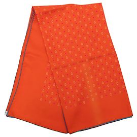Hermès Orange Equestrian Print Silk Scarf 90 Orange