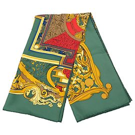 Lenço de seda Hermès Green Animaux Solaires 90 Verde