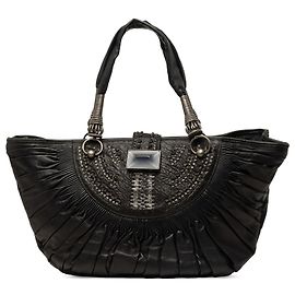 Tote Dior Basket em pele de cordeiro plissada preta Preto