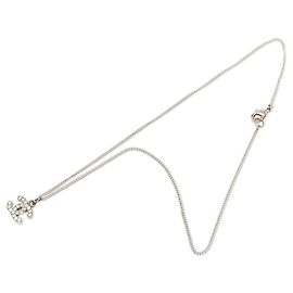Collana con pendente Chanel Silver CC in ottone e strass Argento