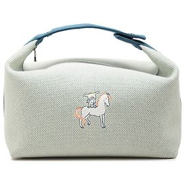 Hermès Blue Large Toile Bride A Brac Cabriole Case Blue Light blue