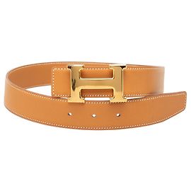 Ceinture réversible Hermès Constance H en cuir Box Calf marron Marron