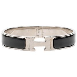 Hermès Black Narrow Enamel Clic H Bracelet PM Black