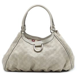 Bolsa de Ombro Gucci White Guccissima Abbey D Ring Branco Fora de branco
