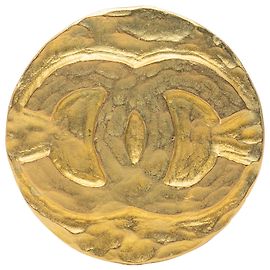 Broche médaillon Chanel Gold CC plaquée or Doré
