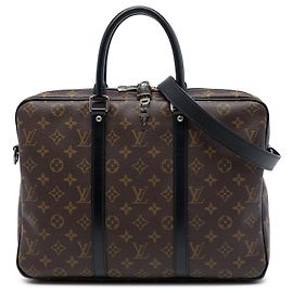 Louis Vuitton Brown Monogram Macassar Porte Documents Jour Braun