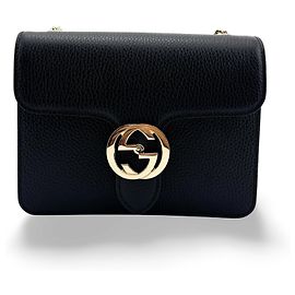 Gucci Interlocking Leather Small Schwarz