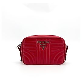 Prada Camera Diagramme Quilted Leather Small Rosso