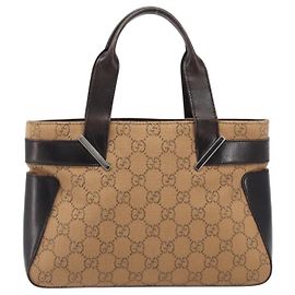 Gucci Open Tote GG Canvas and Leather Medium Beige