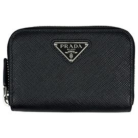 Prada Saffiano Münzbeutel in Black Schwarz