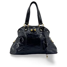 Autre Marque Saint Laurent Muse Patent Oversized Schwarz