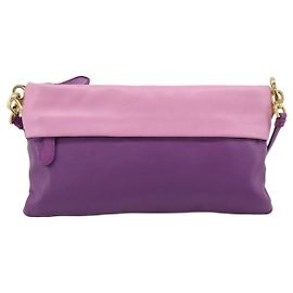 Prada Fold Over Chain Flap Soft Calf Medium Lila
