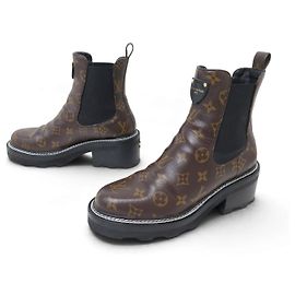 NEW LOUIS VUITTON BEAUBOURG MONOGRAM ANKLE BOOTS 40 Brown