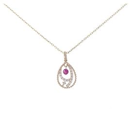 Autre Marque Au750 Rubin-Diamant-Halskette Rot