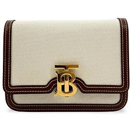 Sac à épaule Burberry TB Canvas Small Marron