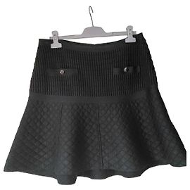 Chanel Quilted Black Skater Skirt Black