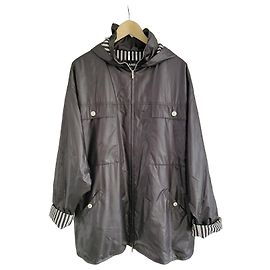 Giacca impermeabile Chanel a righe bianco e nero Nero Bianco Multicolore