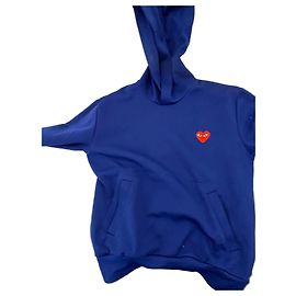 Comme Des Garcons Sweatshirt bleu avec cœur rouge Bleu